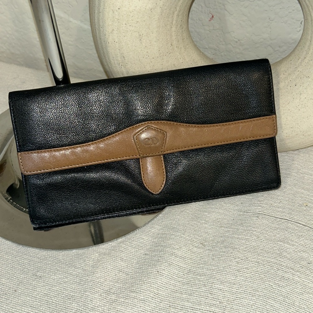 CHRISTIAN DIOR Leather Navy Blue Wallet